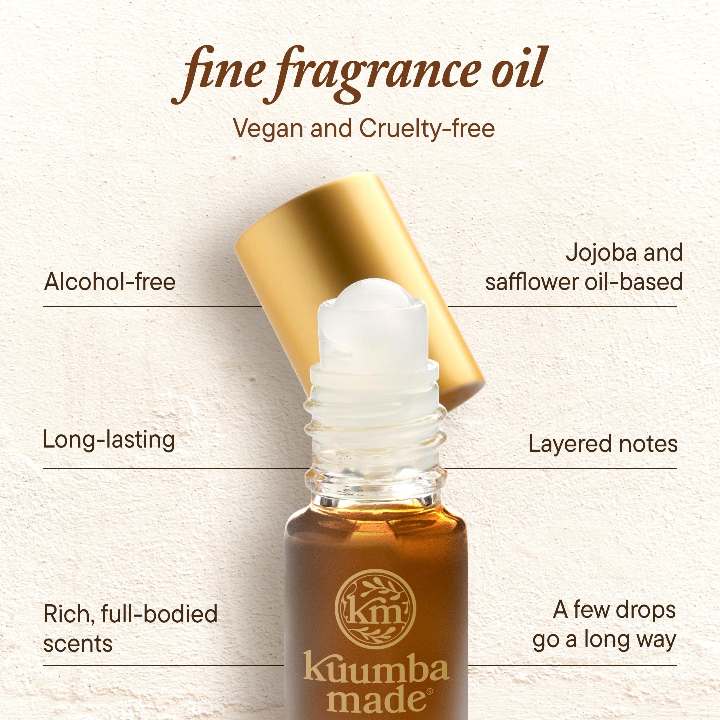 Kuumba Made fragrance roller close-up showing smooth roll-on texture