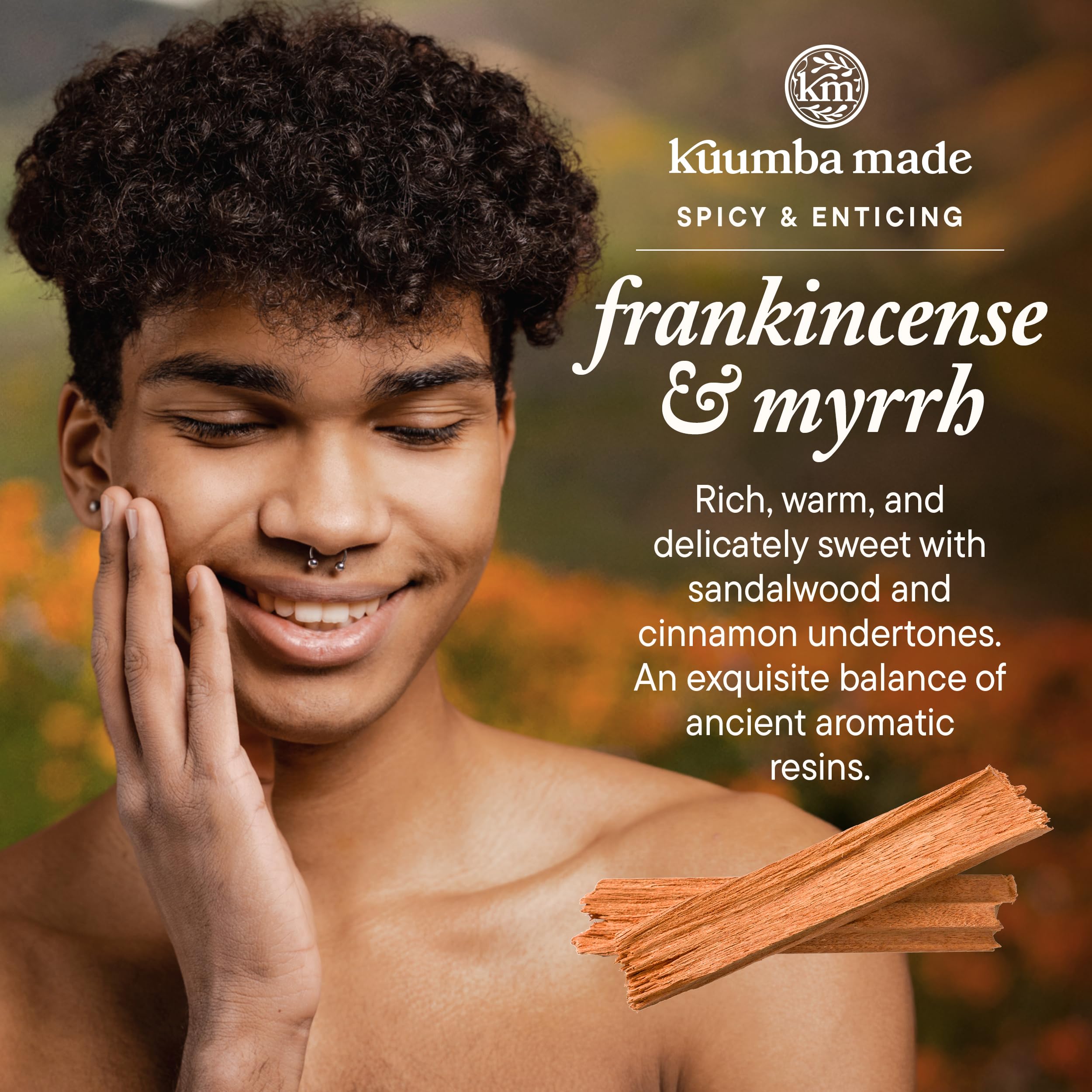 Kuumba Made Frankincense & Myrrh on wrist for lasting aroma