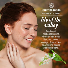 Kuumba Made Lily of the Valley fragrance oil closeup label highlighting cruelty-free branding.