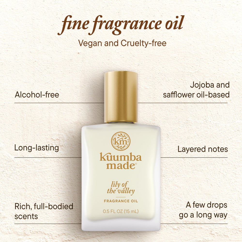 Kuumba Made Lily of the Valley fragrance oil packaging shown for gifting or storage.