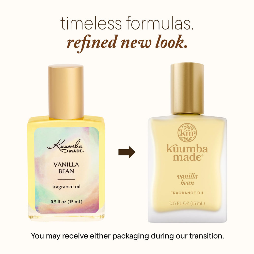 Kuumba Made Vanilla Bean fragrance oil drops illustrate potent aroma with few drops.