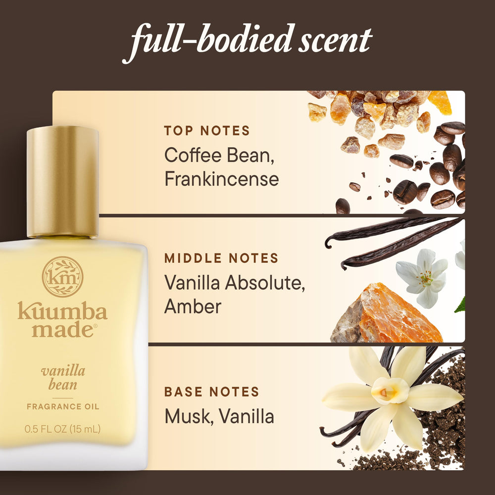 Kuumba Made Vanilla Bean fragrance oil vegan formulation for conscious fragrance lovers.