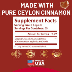 Organic certification label on Kwala Cinnamon bottle