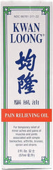 Kwan Loong medicated massage oil bottle delivers a cooling menthol sensation for sore muscles.
