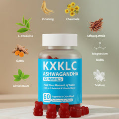 KXKLC gummies closeup texture showing berry flavor for calm moments