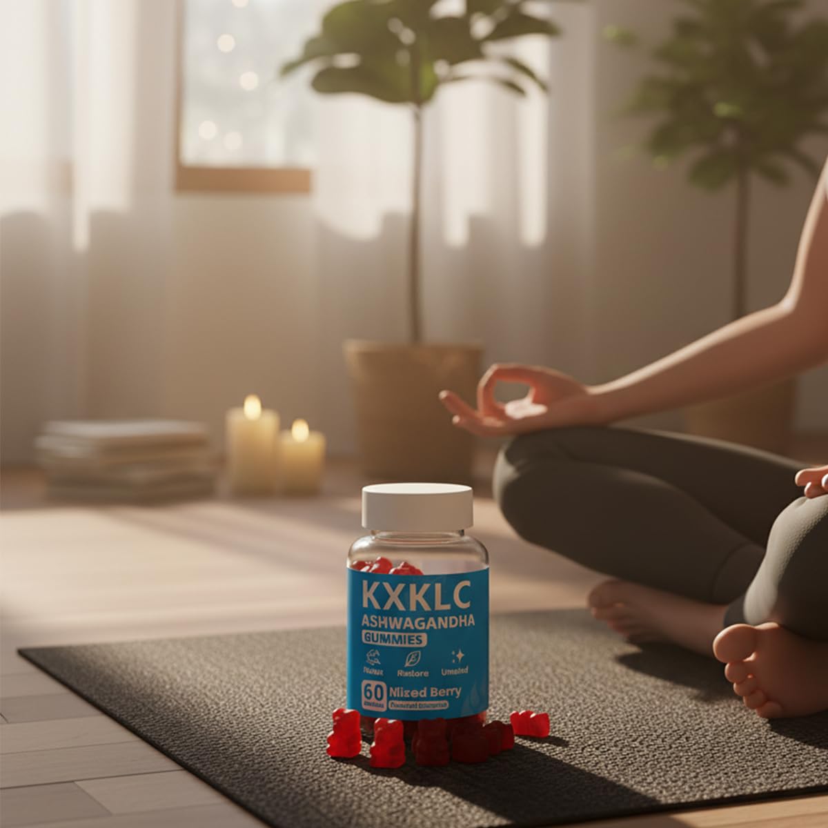 KXKLC gummies shown as a simple daily ritual with two chews