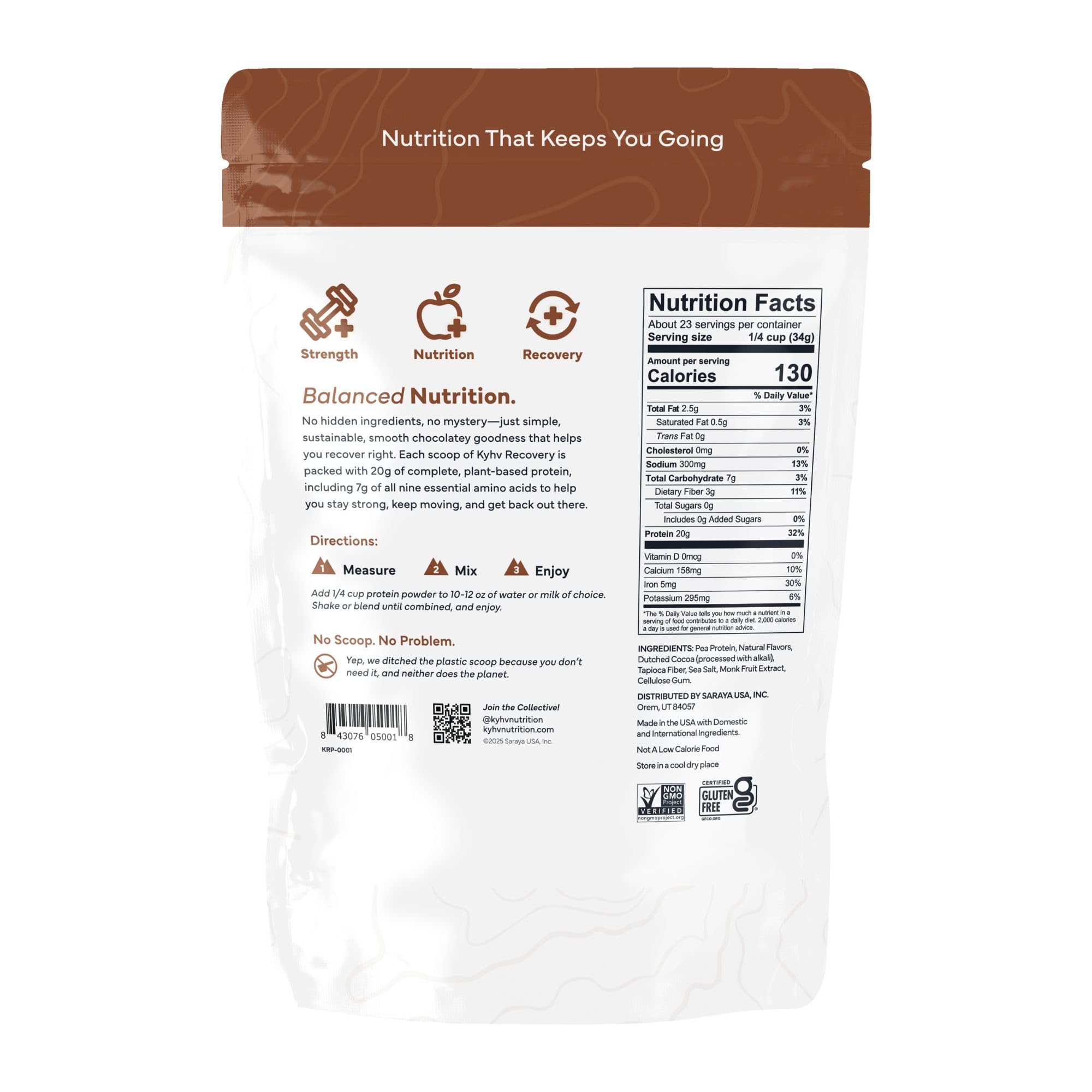 Kyhv Nutrition Recovery Protein Powder ingredients with pea protein