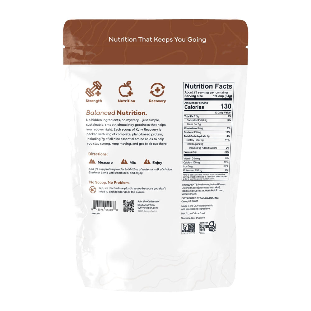 Kyhv Nutrition Recovery Protein Powder ingredients with pea protein