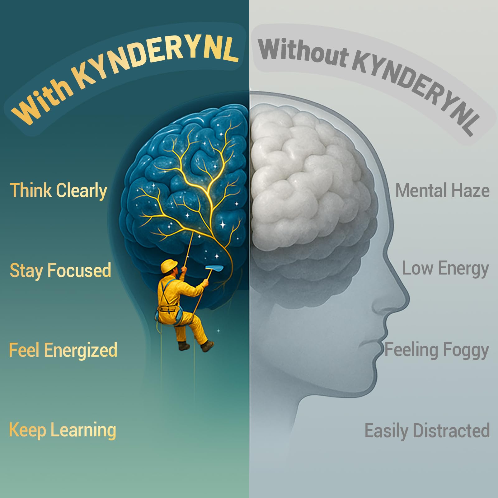 Kynderynl apigenin and L-theanine blend image emphasizes balanced cognitive support.