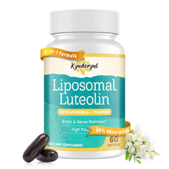 Kynderynl liposomal luteolin 200mg bottle with 60 softgels supports daily focus and clarity.