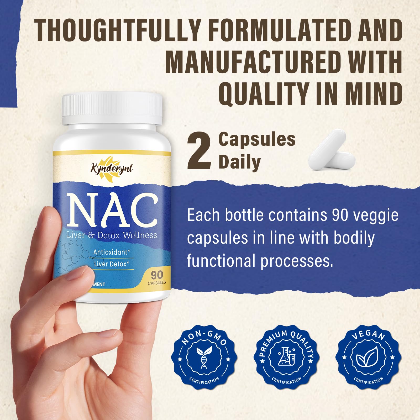 Kynderynl NAC packaging emphasizes clean-label plant-based ingredients.