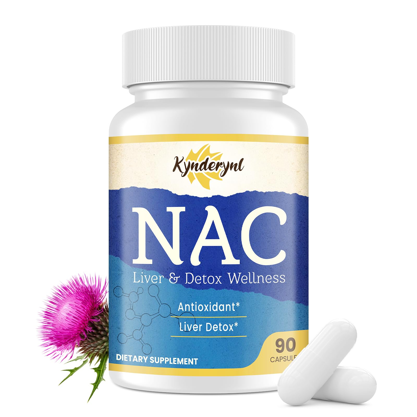 Kynderynl NAC supplement bottle for daily antioxidant support.