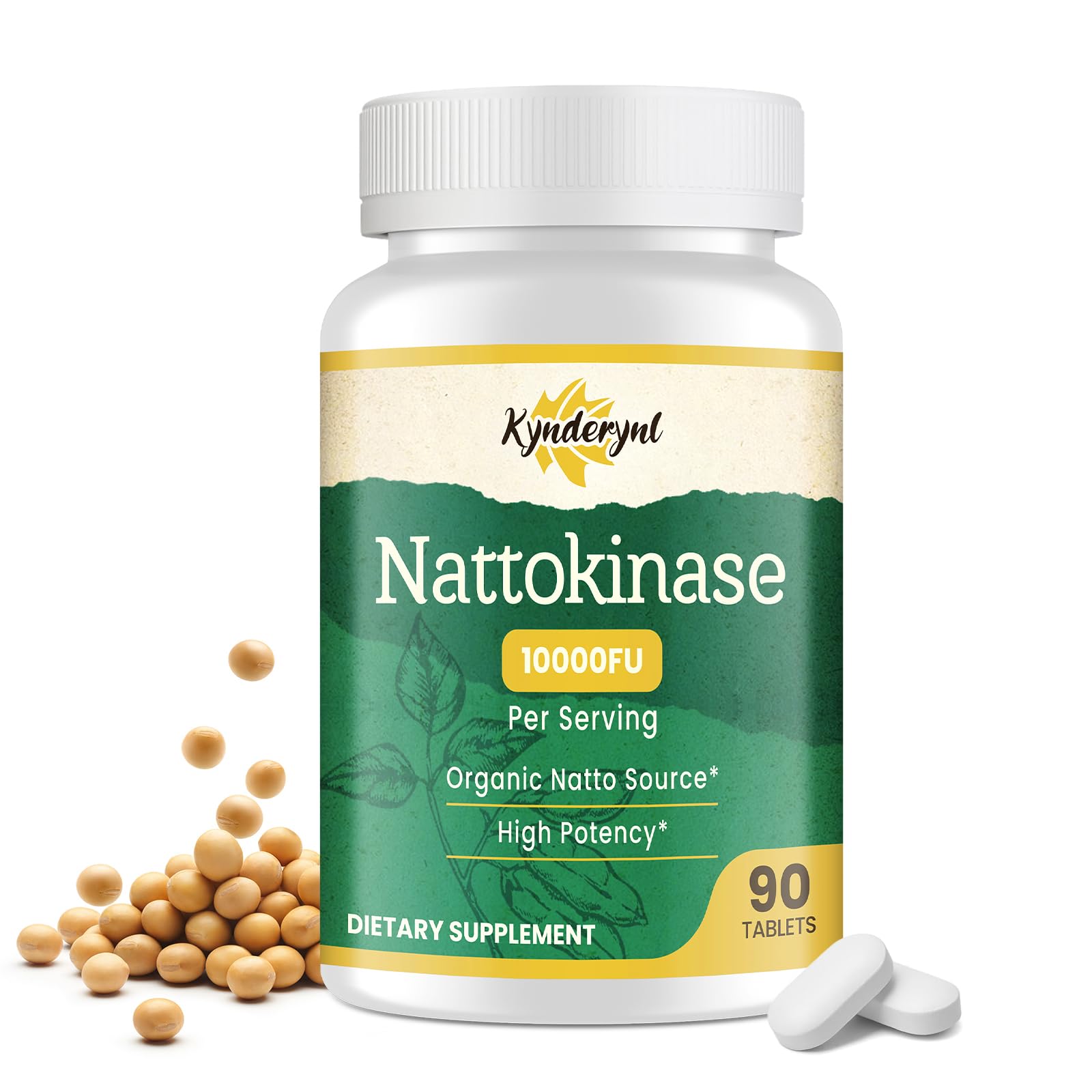 Kynderynl nattokinase tablet with enteric coating for intestinal release and circulation support.