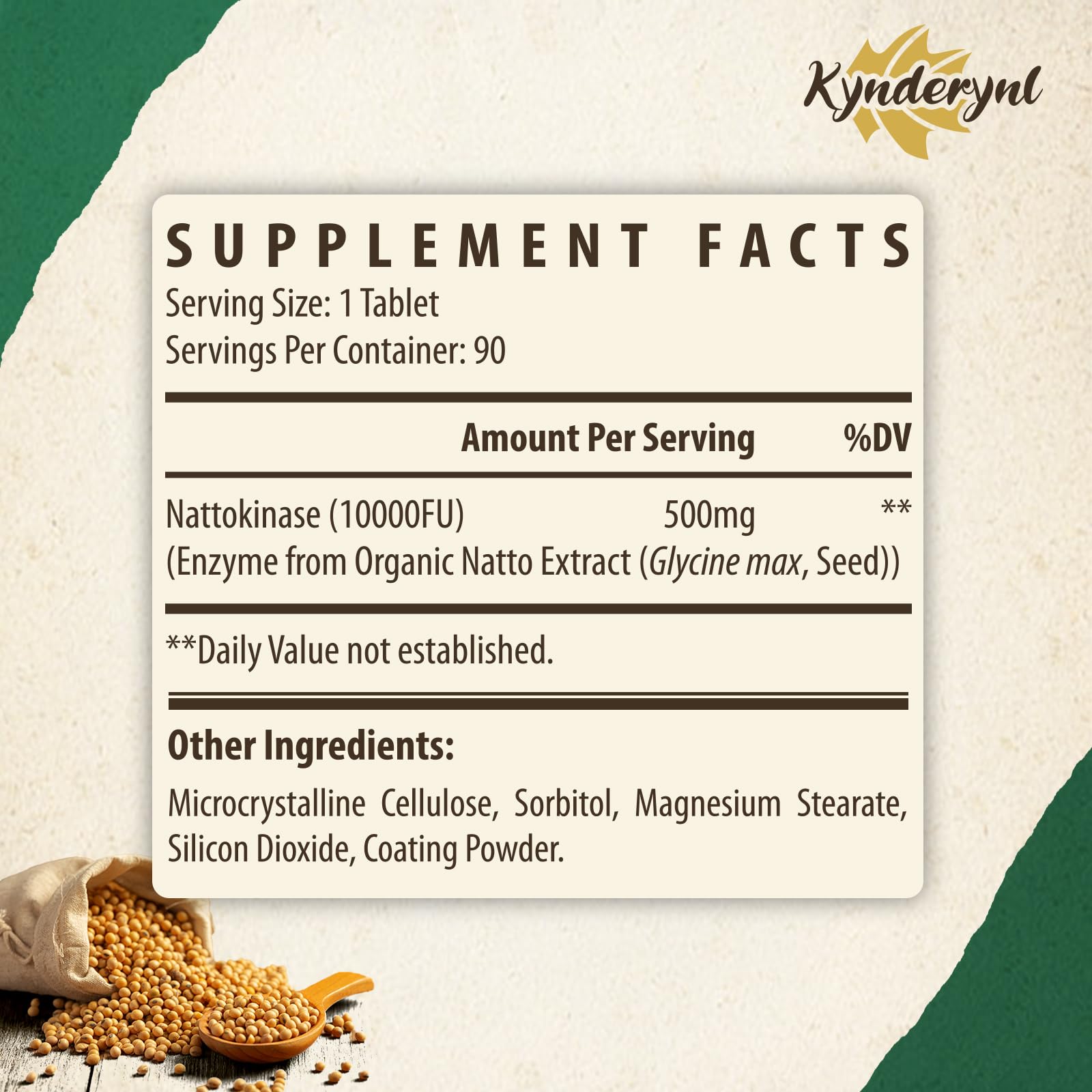 Kynderynl organic natto source soybeans used in fermentation for daily digestion support.