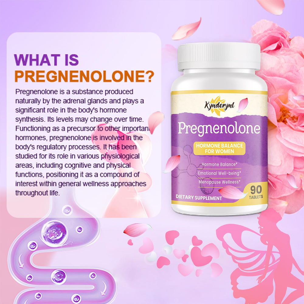 Kynderynl Pregnenolone ingredients blend shows DHEA, boron, and botanicals.