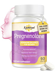 Kynderynl Pregnenolone bottle shows dual-dosing design for customizable daily support.