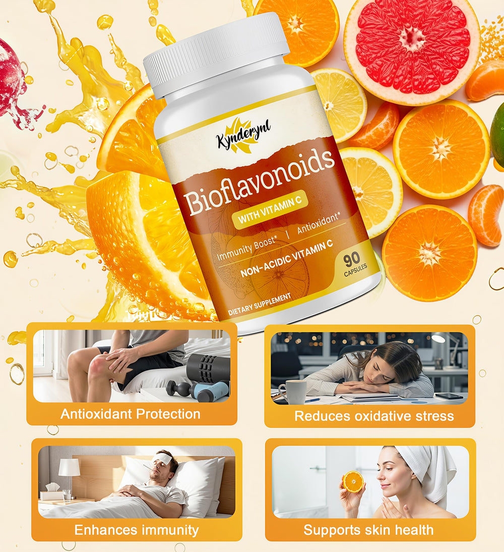 Kynderynl Vitamin C capsules in a sealed bottle for easy daily wellness.
