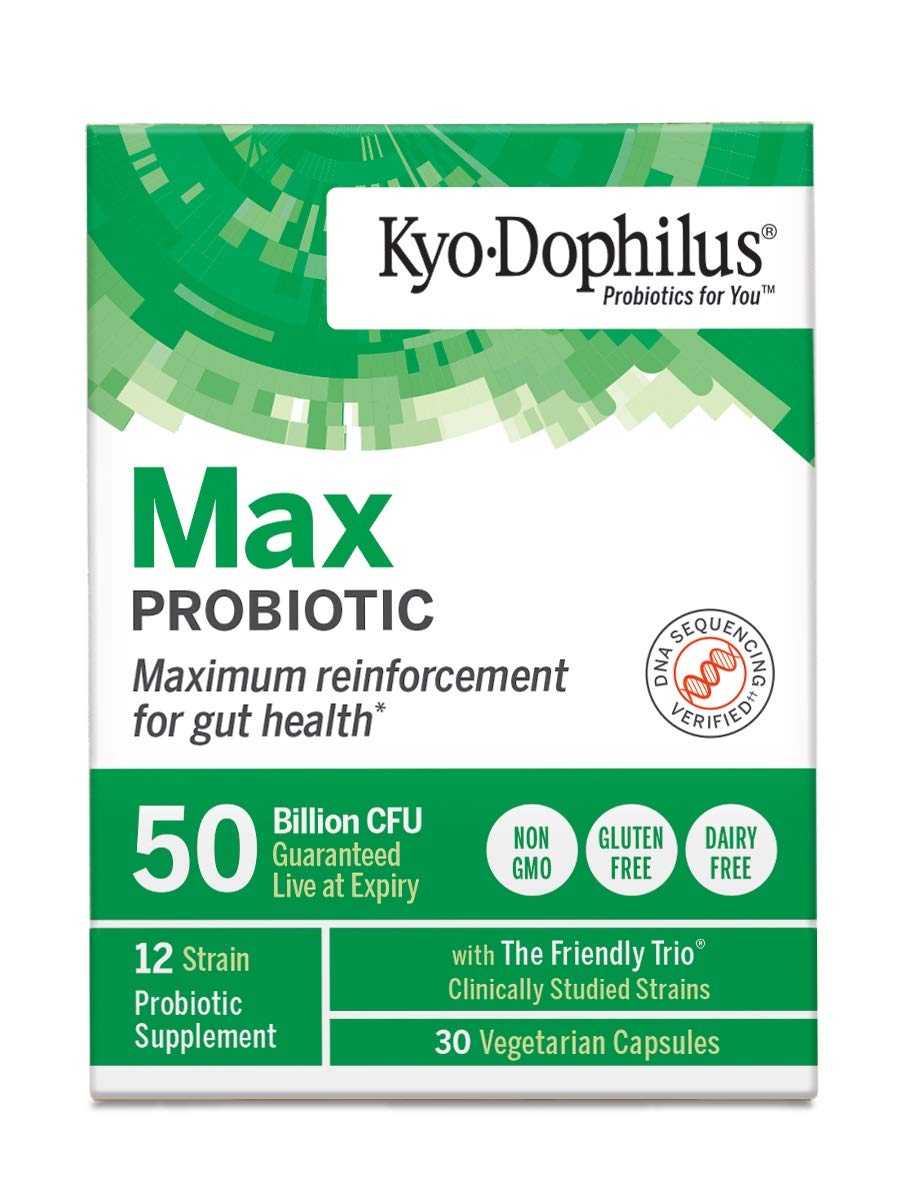 Kyo-Dophilus capsules close-up highlighting probiotic blend texture