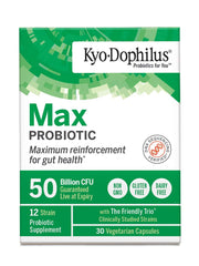 Kyo-Dophilus capsules close-up highlighting probiotic blend texture