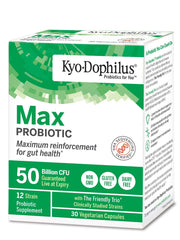 Kyo-Dophilus label detail with non-GMO and dairy-free notes