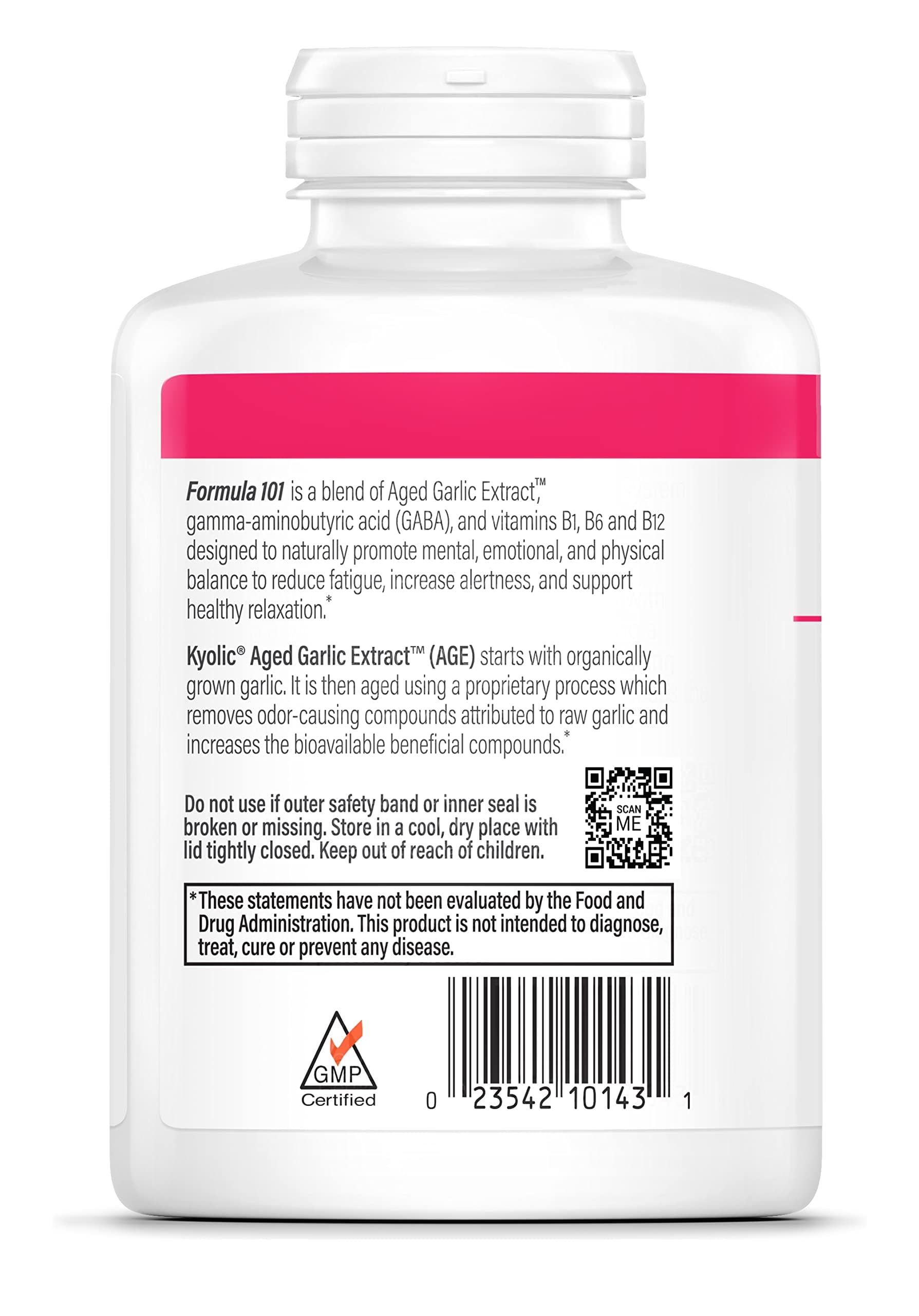 Kyolic 101 packaging box demonstrates organic garlic and quality standards.