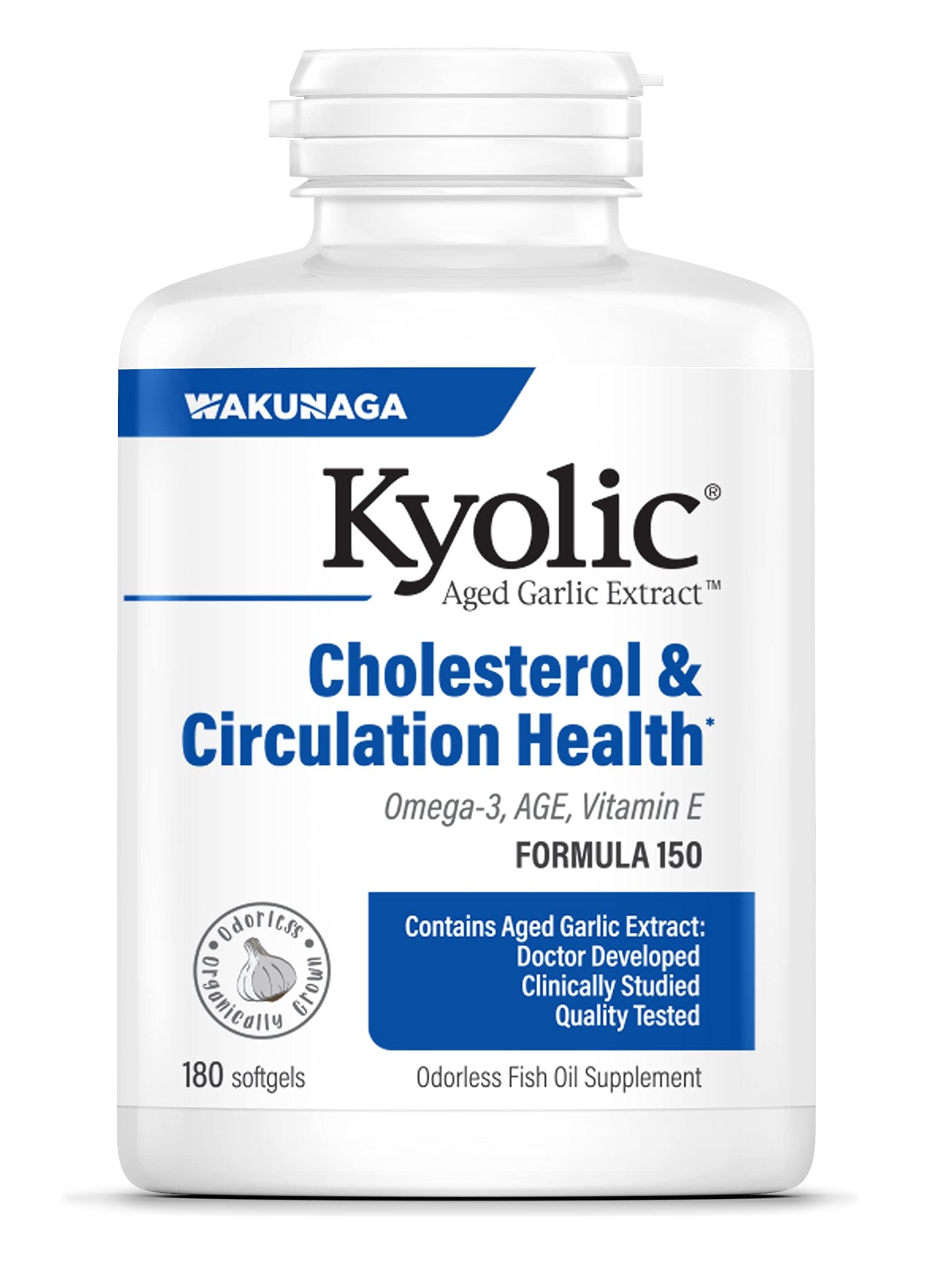 Kyolic Aged Garlic Extract bottle front view for daily cardiovascular support.