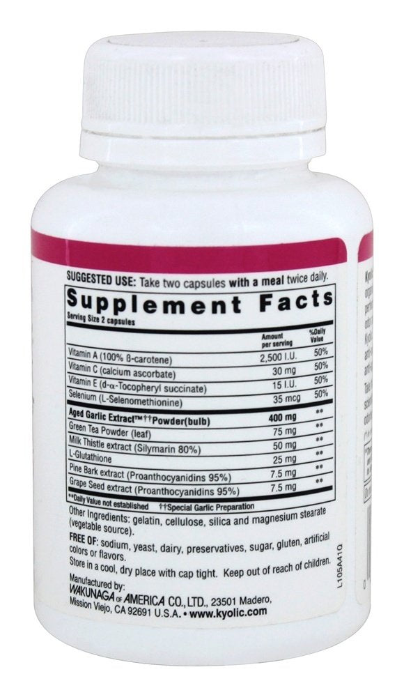 Kyolic Aged Garlic Extract capsules for easy daily immune support.