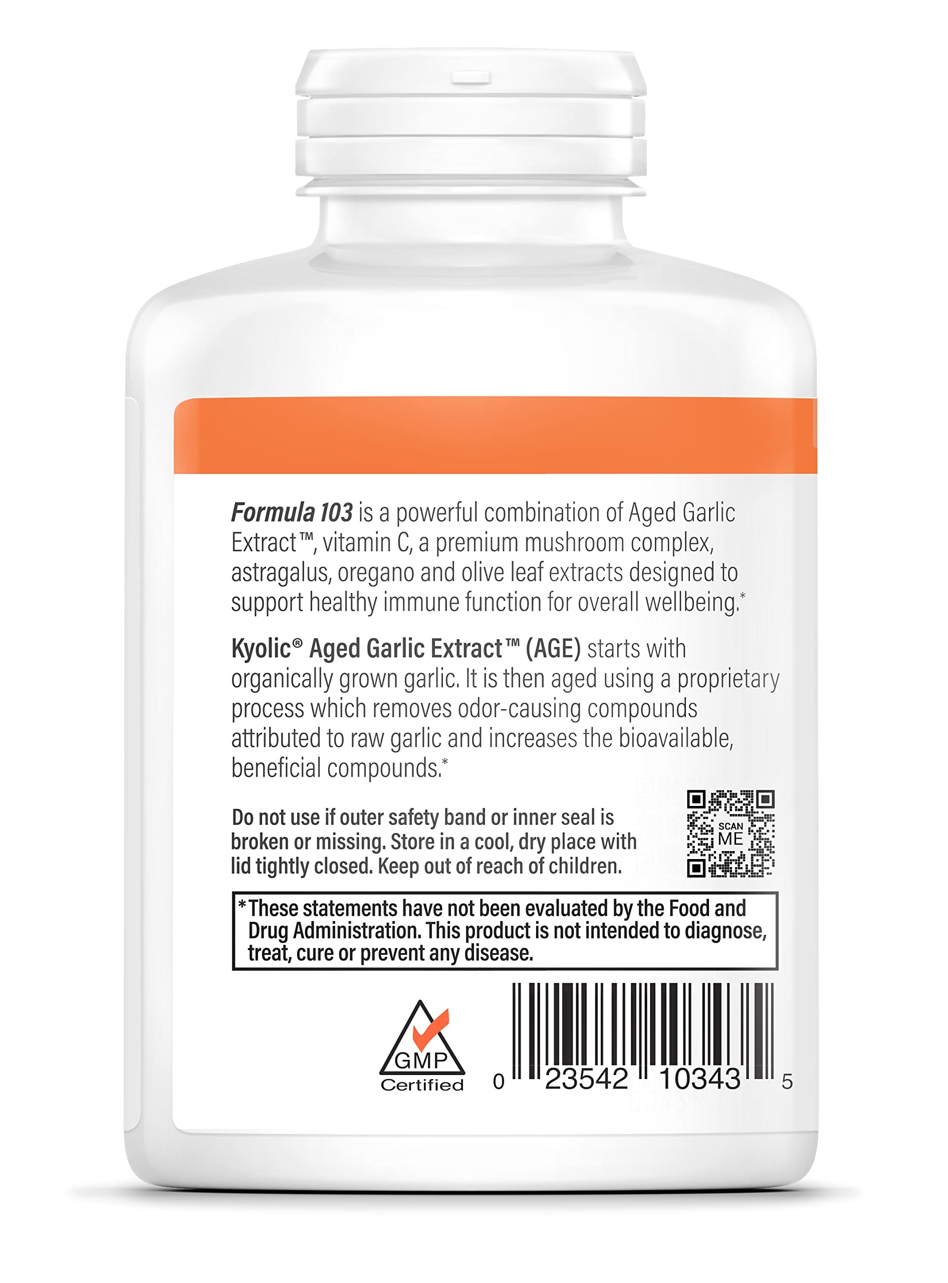 Kyolic Aged Garlic Extract Formula 103 capsules being poured for daily use.