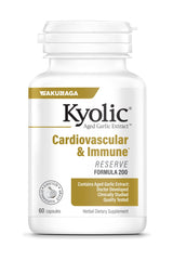 Kyolic Aged Garlic Extract Formula 200 bottle showing cardiovascular and immune support potential.