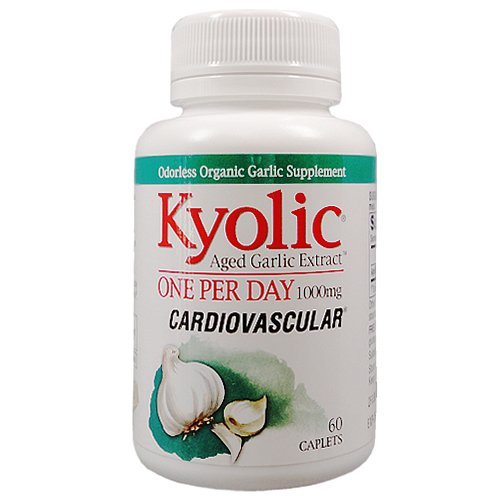 Kyolic Aged Garlic Extract One Per Day bottle; supports healthy circulation.