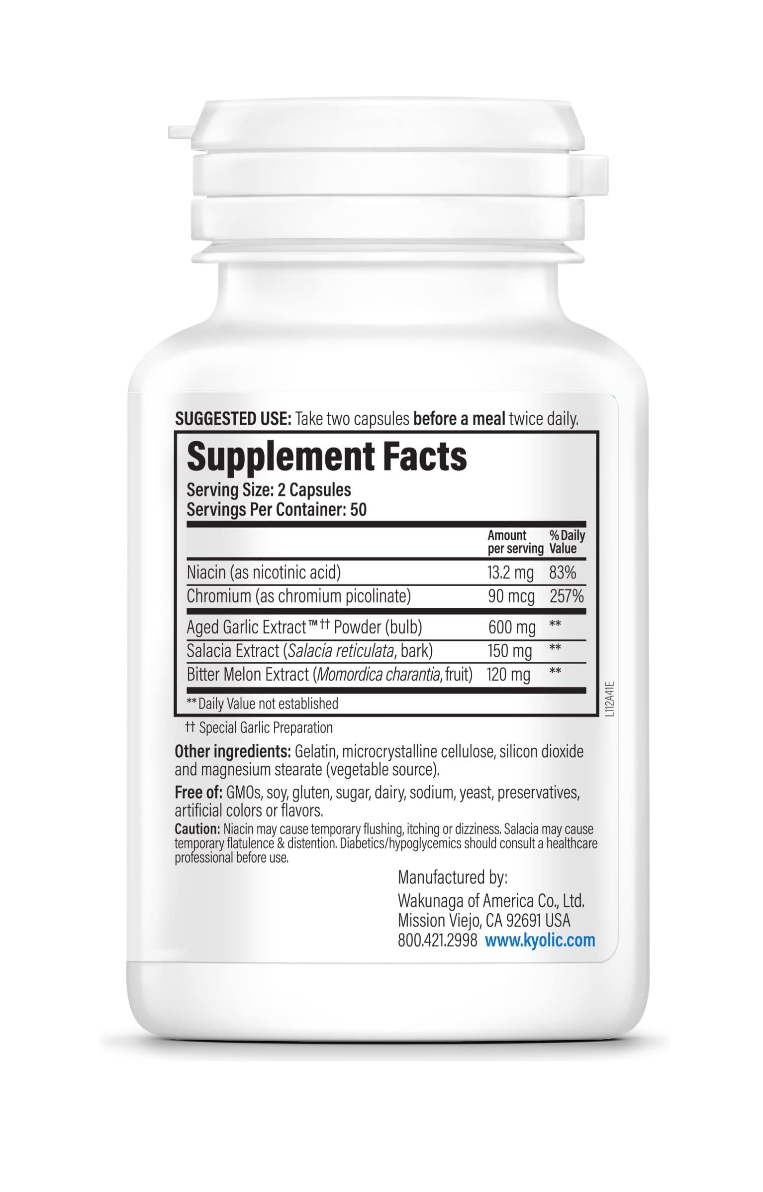 Kyolic Blood Sugar Balance capsules close-up illustrating daily nutritional support.