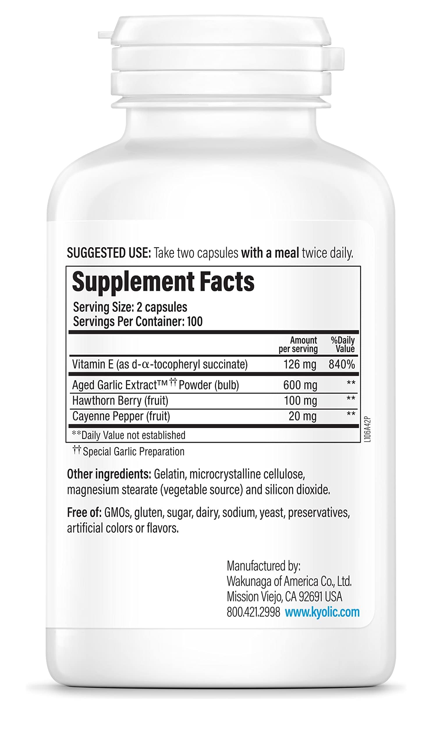 Kyolic capsules shown for daily use provide convenient, odorless garlic benefits.