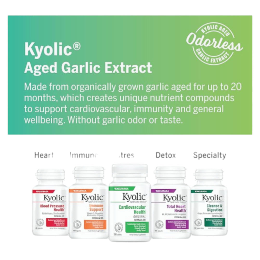 Kyolic CoQ10 Capsules Packaging emphasizes natural ingredients and cardiovascular support.