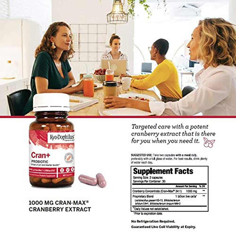 Kyolic Cran+ cranberry extract visual highlighting 1000 mg concentrate.