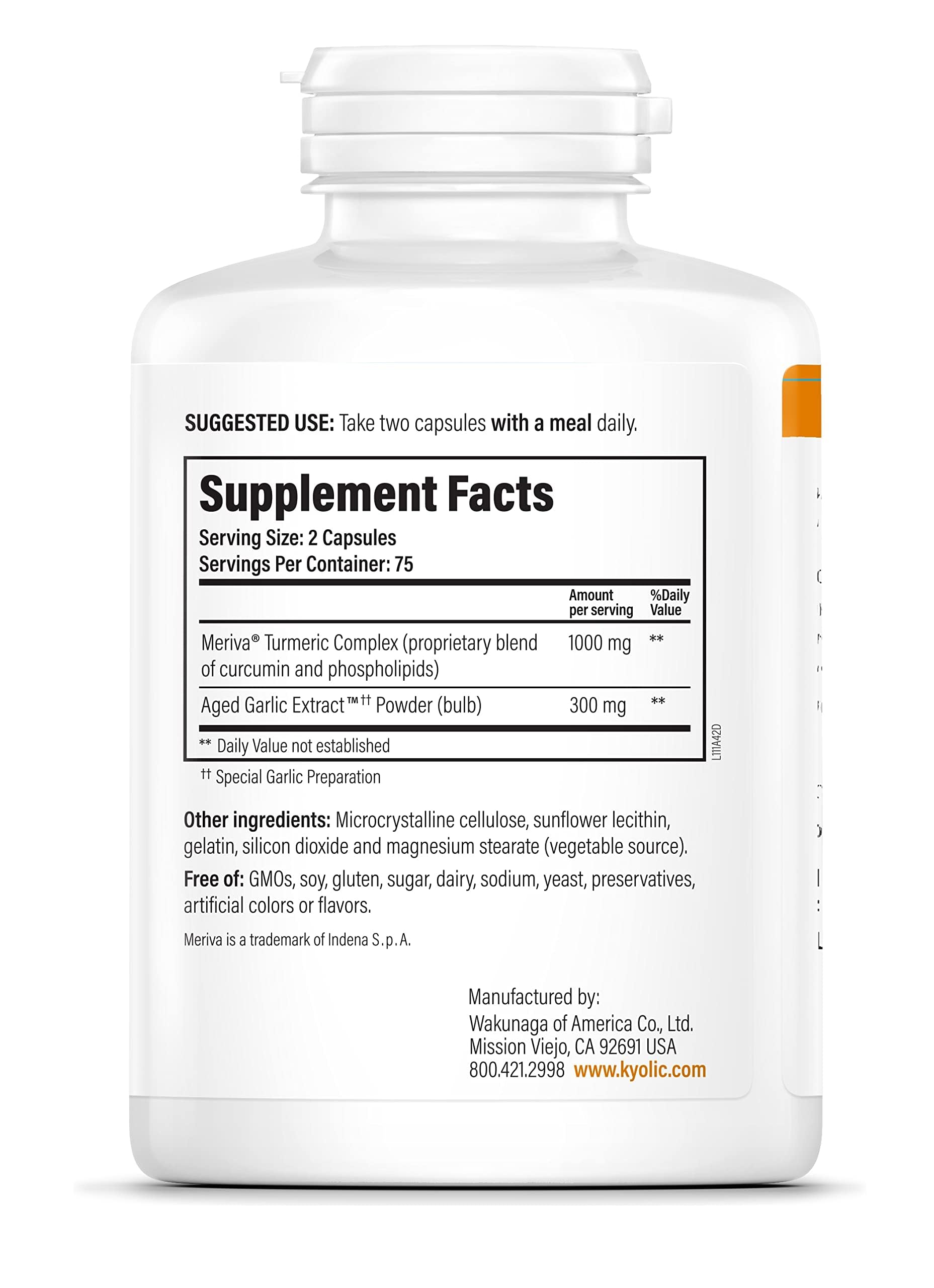 Kyolic Cur cumin Meriva turmeric capsules showing enhanced absorption for inflammation-friendly nutrition