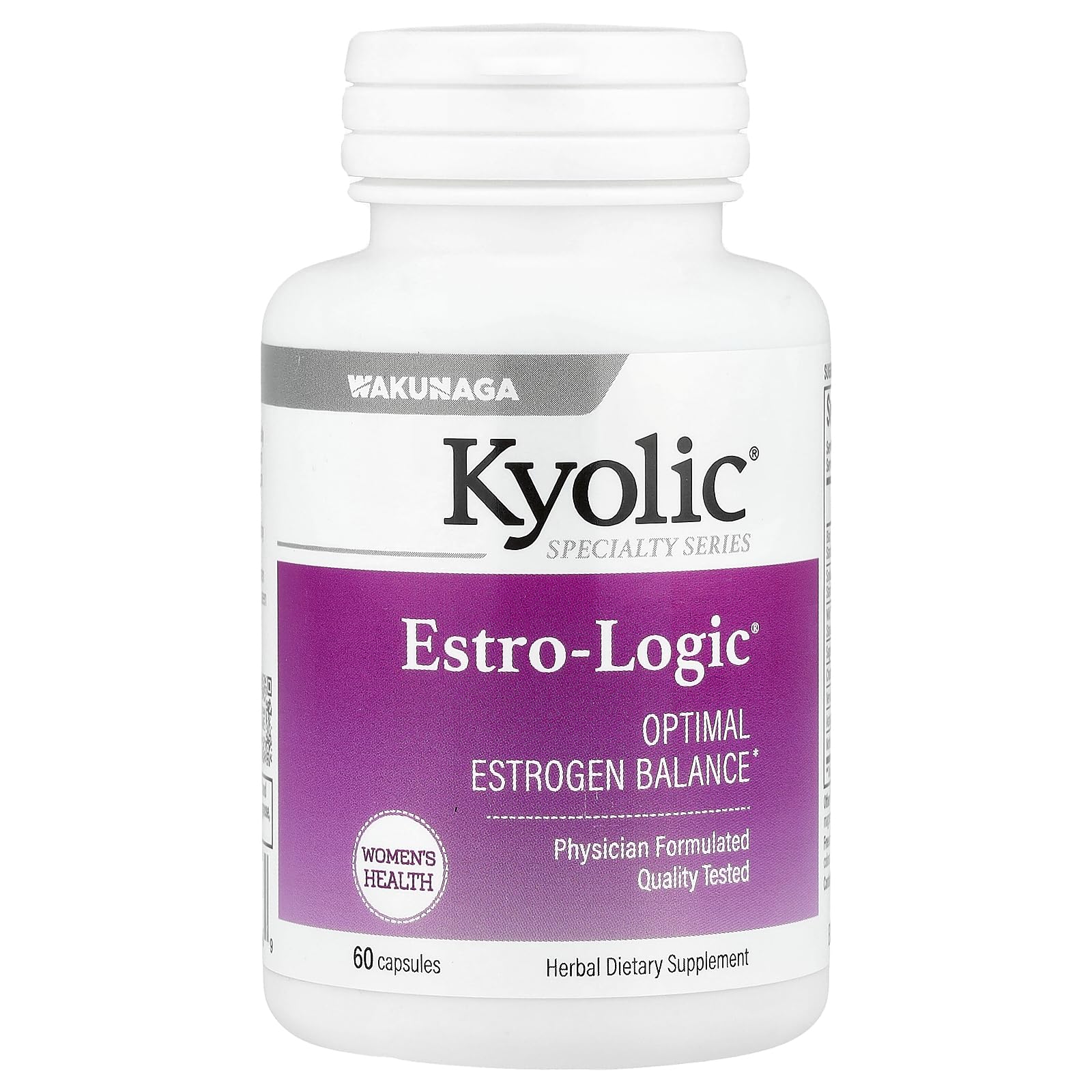 Kyolic EstroLogic 60 caps bottle promoting balanced hormones and daily comfort