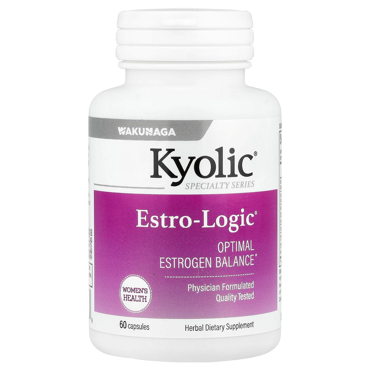 Kyolic EstroLogic 60 caps bottle promoting balanced hormones and daily comfort