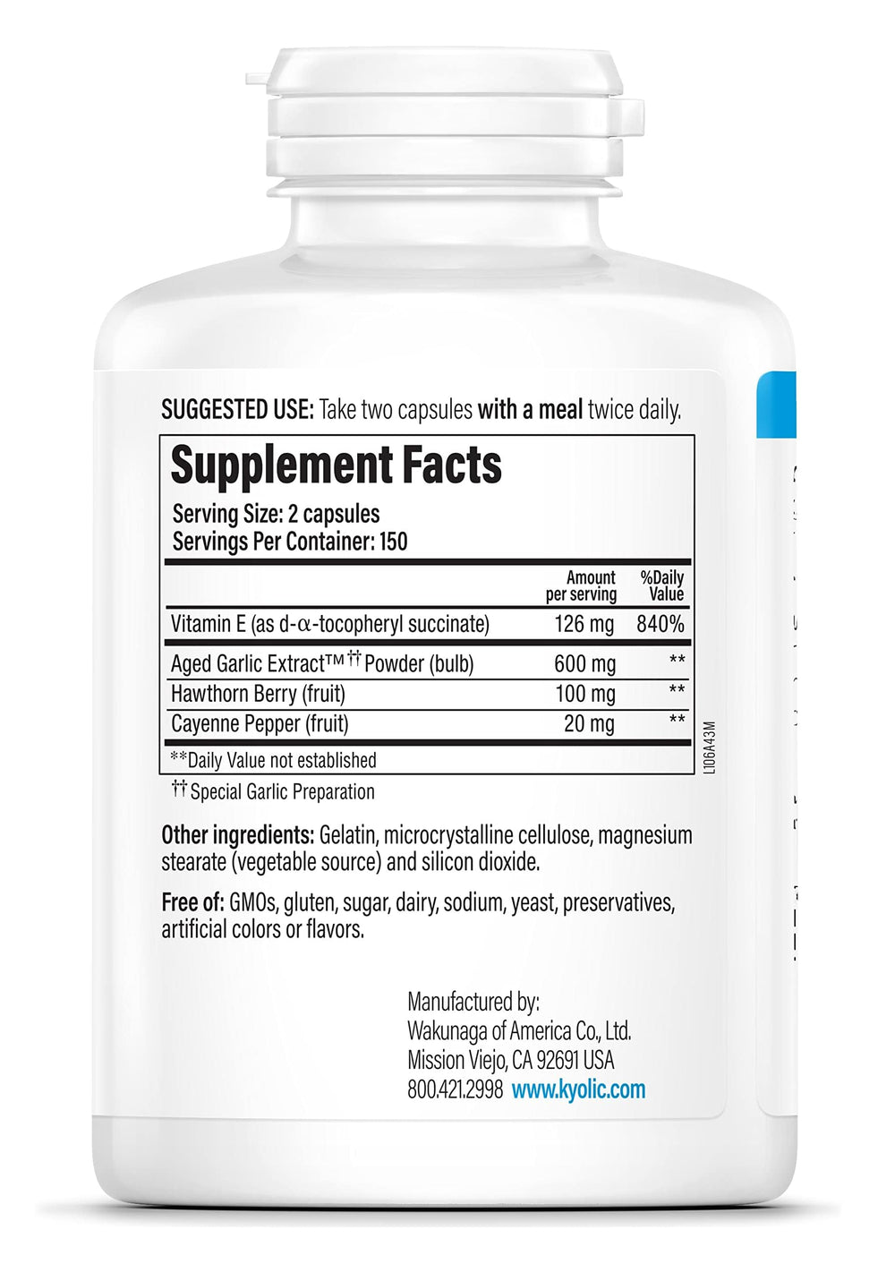 Close-up of Kyolic Formula 106 capsules illustrating gentle digestion use