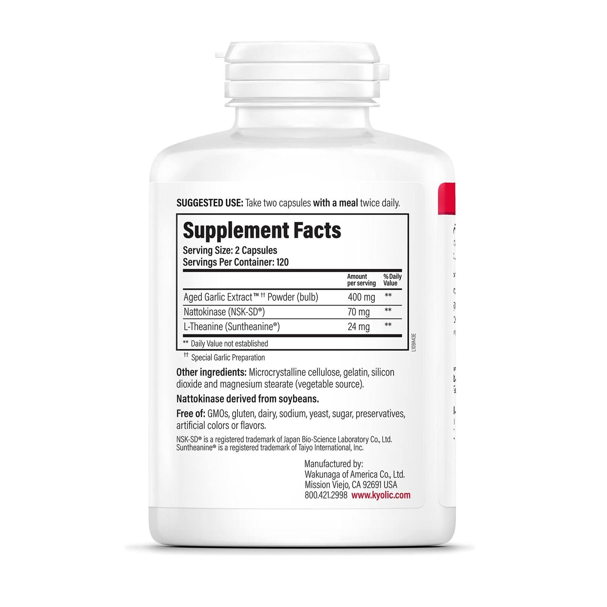Kyolic Formula 109 capsules arranged for easy daily use and wellness.