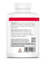 Kyolic Formula 110 Odorless Garlic Label shows organic, aged garlic benefits.