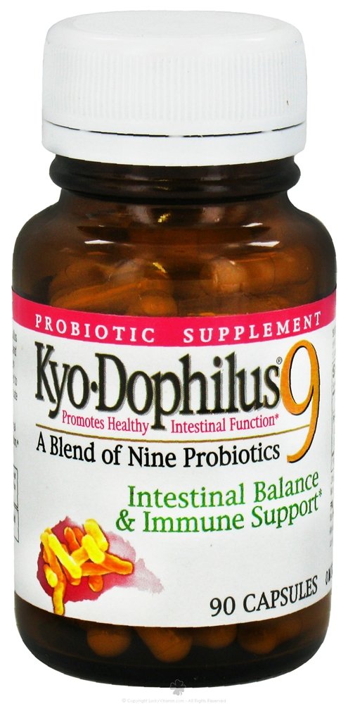 Kyolic Kyo Dophilus 9 label close-up showing nine-strain probiotic blend