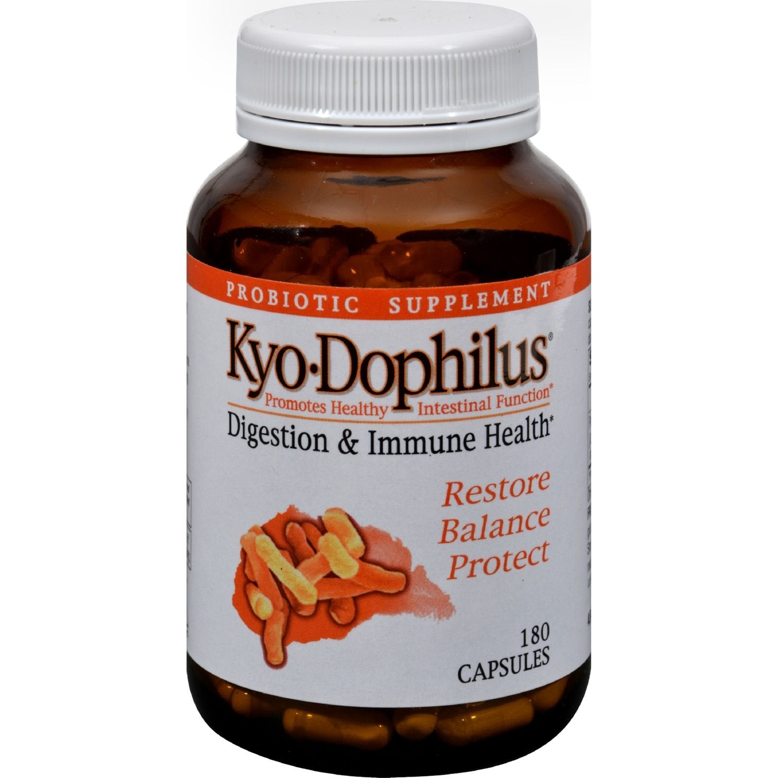 Kyolic KYO-DOPHILUS capsules close-up, convenient daily wellness support.