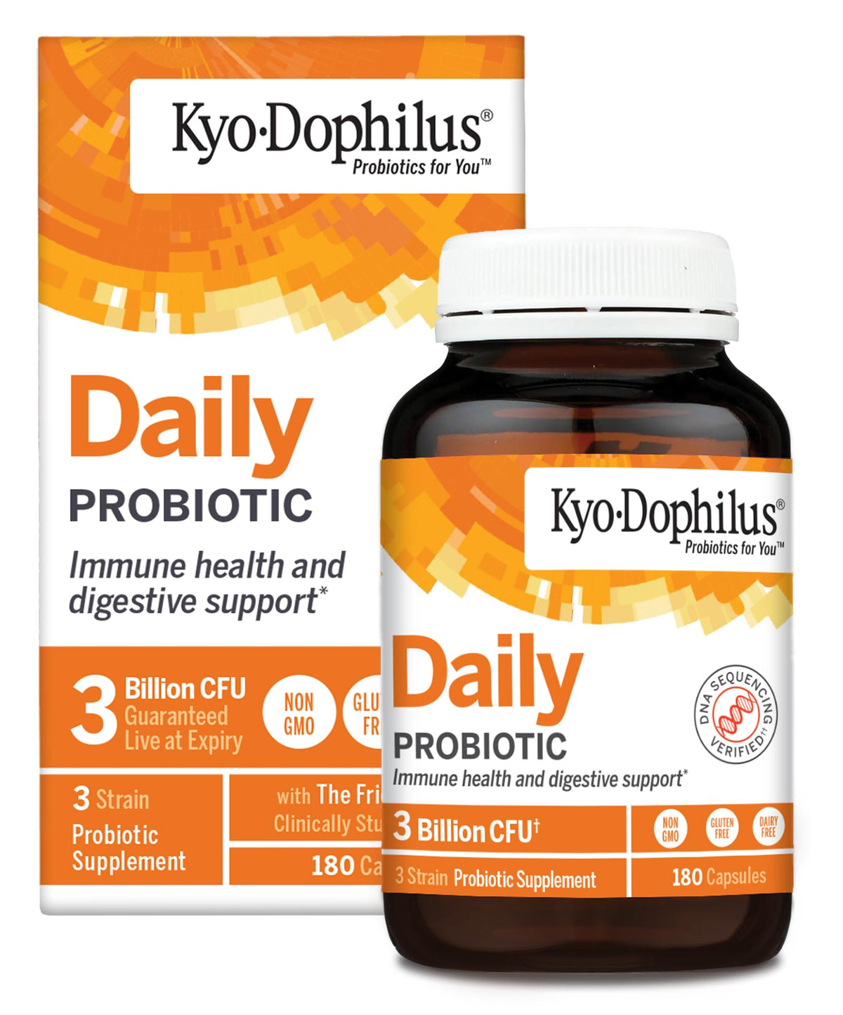 Kyolic Kyo-Dophilus daily probiotic bottle for convenient immune and digestive support.