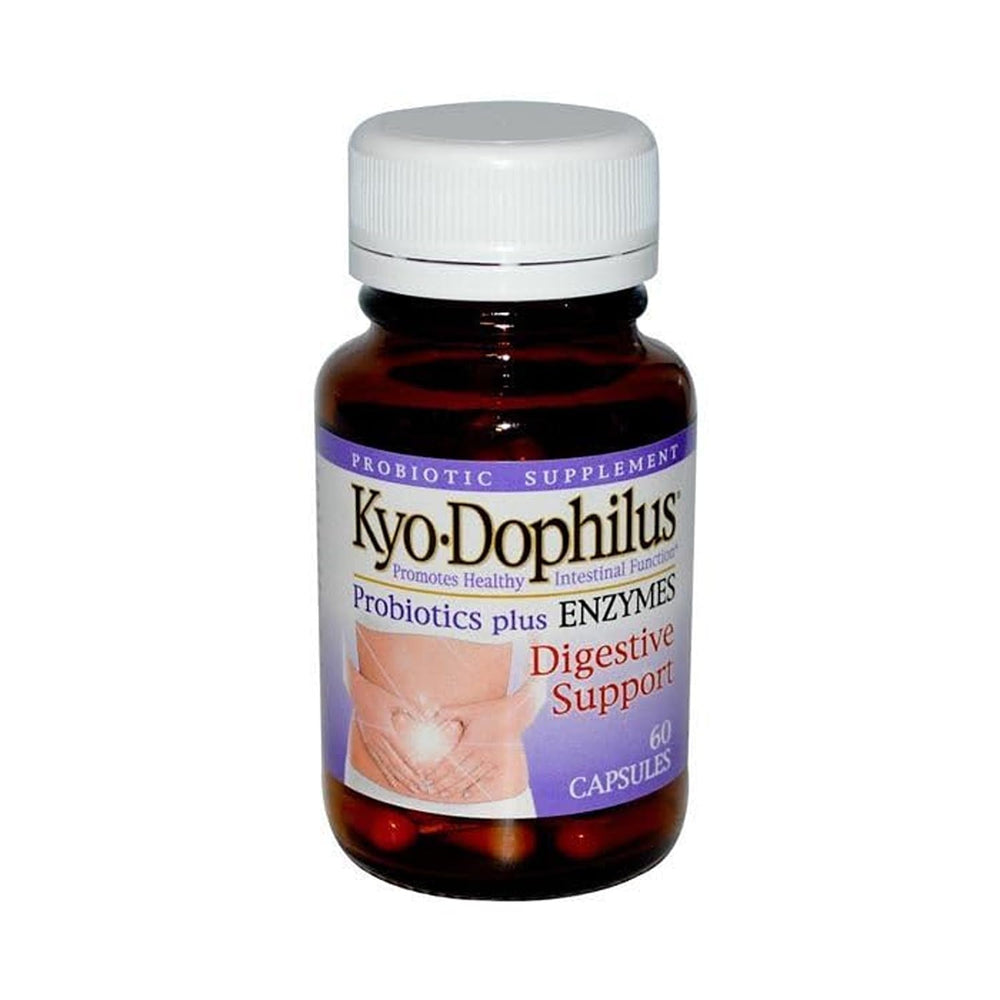 Kyolic Kyo-Dophilus Enzymes ingredients graphic illustrating digestive enzyme blend.