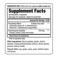 Kyolic Kyo-Dophilus Enzymes label back with strain and directions.