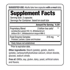 Kyolic Kyo-Dophilus Enzymes on-shelf display highlighting non-GMO and dairy-free benefits