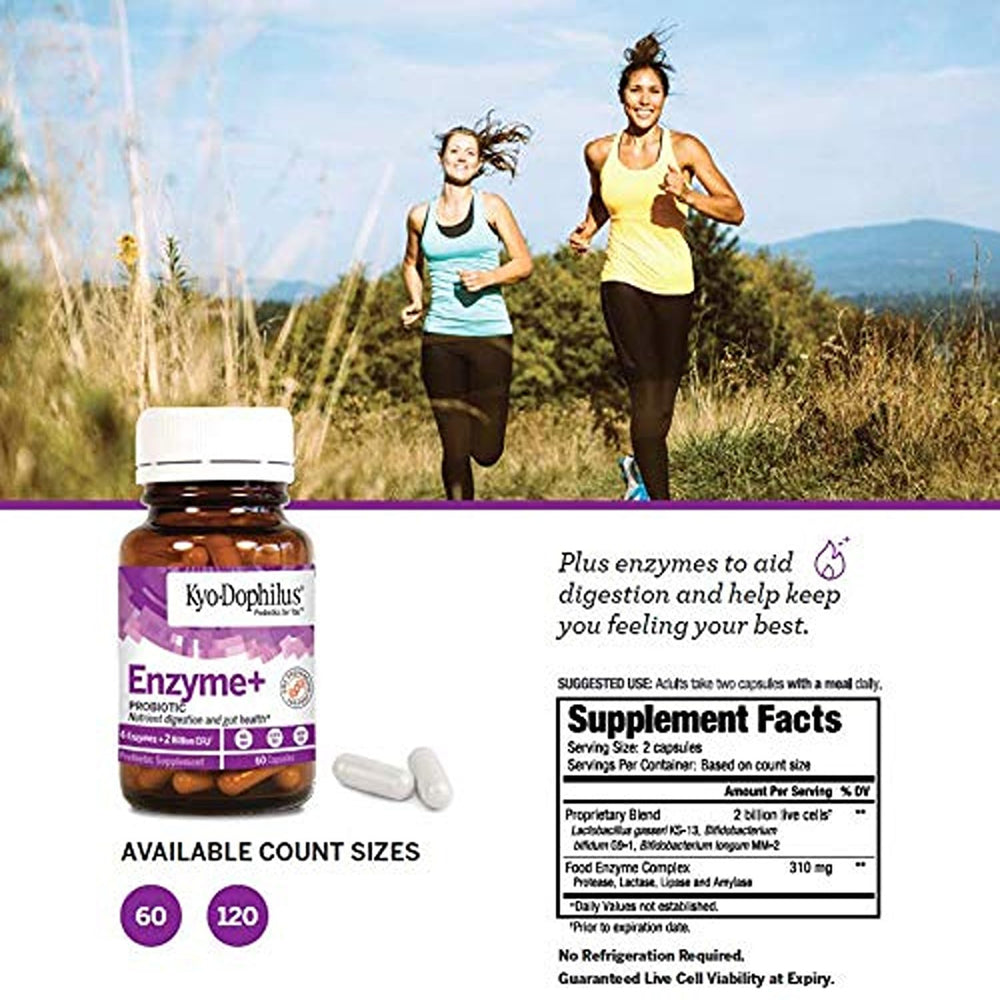 Kyolic Kyo-Dophilus Enzymes outer packaging showcasing dairy-free formula.