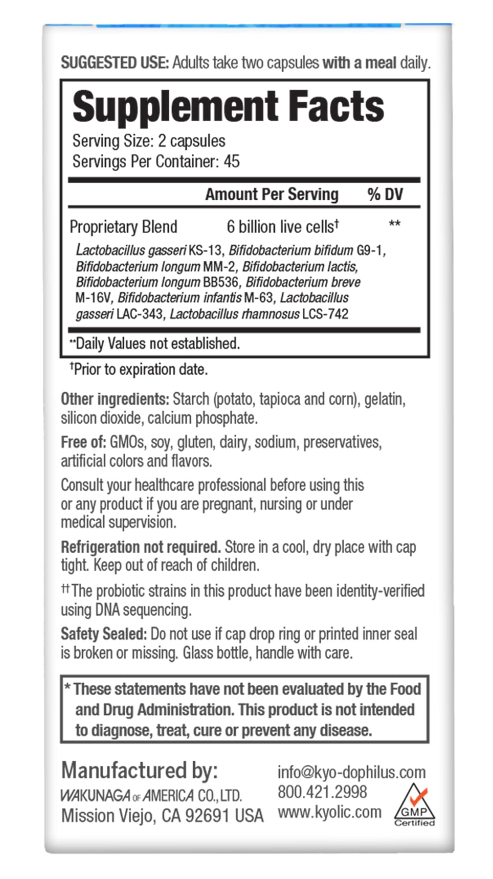 Kyolic Kyo-Dophilus Multi 9 box packaging with clear labeling.