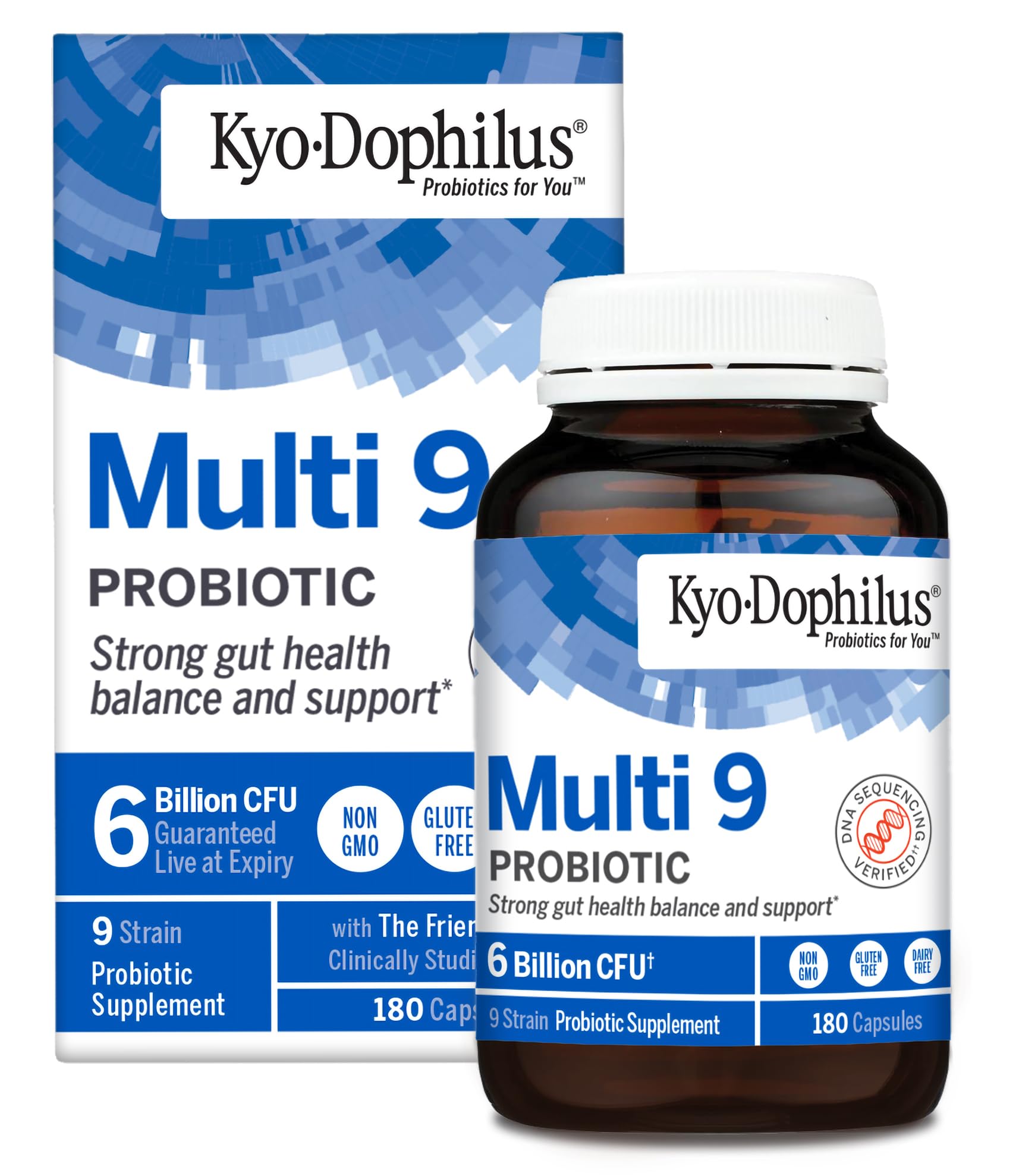 Kyolic Kyo-Dophilus Multi 9 probiotic bottle supports daily digestive balance