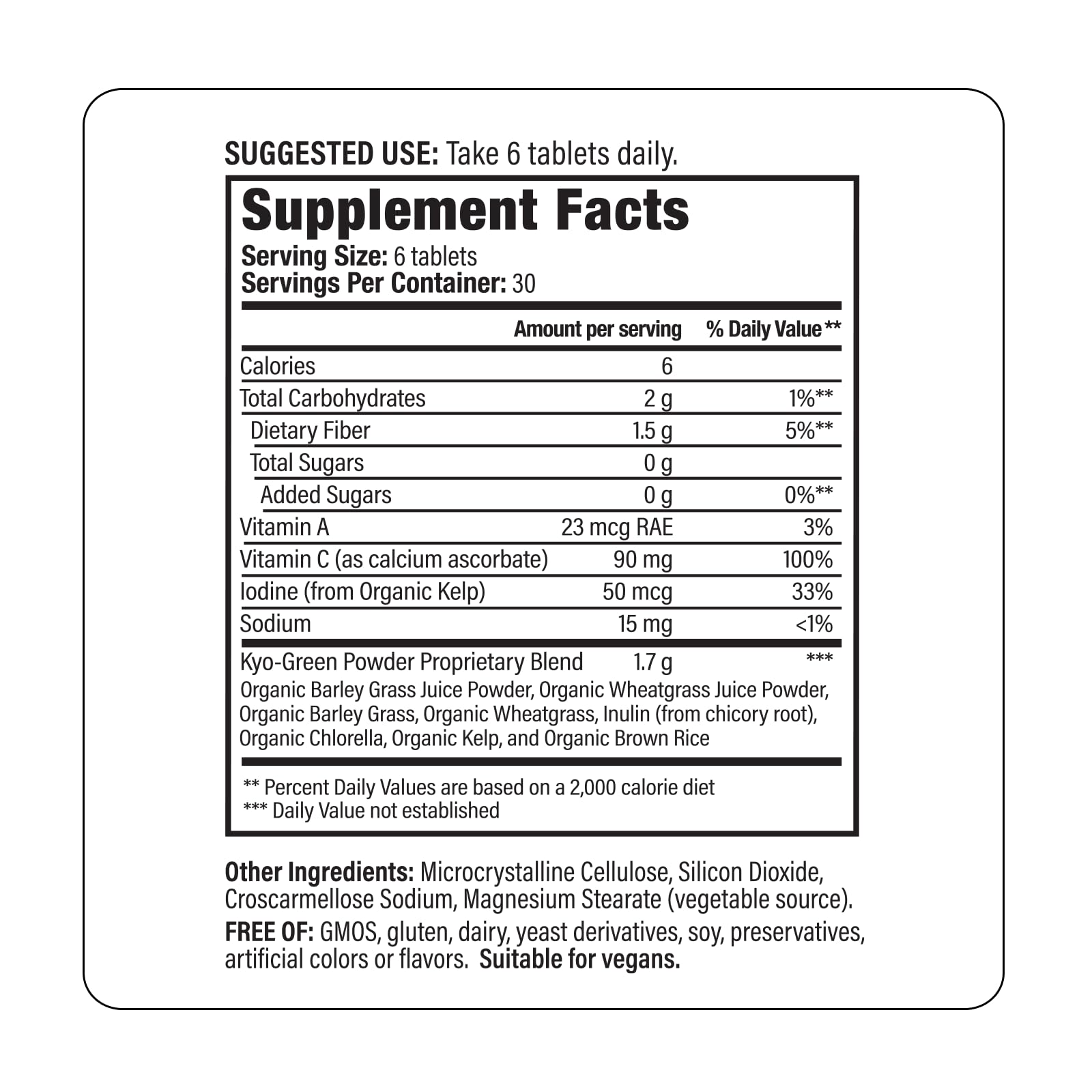 Kyolic Kyo-Green nutrition blend showing barley, wheat grass and chlorella.